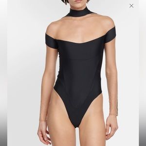 MUGLER Illusion logo-plaque bodysuit
